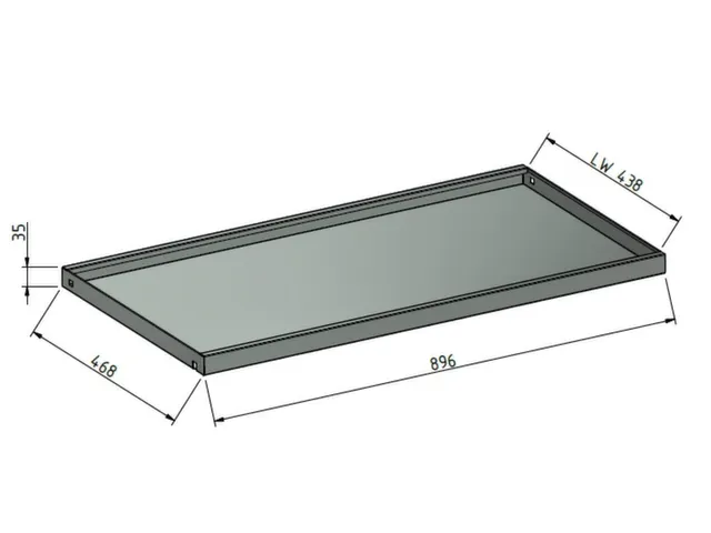 uittrekbaar legbord,v. werkplaatskast,m. bakrand,BxD 1000x500mm