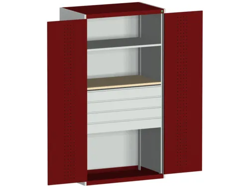 systeemkast 2000x1050x650mm 1 legbord 4 laden RAL7035, front RAL3004