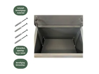 Pakketbrievenbus BRASQ 105x38x24cm PB400 Zwart - 6