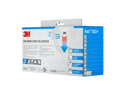 Stofmasker 3M Aura voor schuren 9322+ FFP2 met ventiel 5 stuks