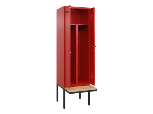 PBM-locker met bank,HxBxD 2120x600x815mm,2vak,vak B 300mm,draaigrendel