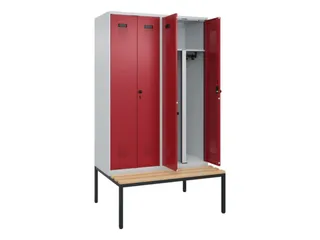 PBM-locker met bank,HxBxD 2120x1200x815mm,4vak,vak B 300mm - 1