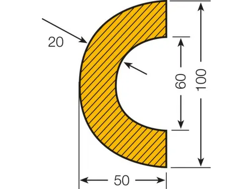 buisbescherming,boog,LxØ 1000x50-70mm,PU,geel/zwart,zelfklevend