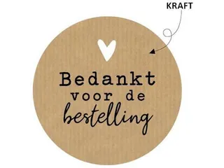 KP Sticker rond 50mm "Bedankt voor de bestelling" kraft hart 250 stuks - 2