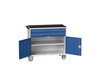 gereedschapswagen 965x1050x600mm antislip 2 laden+kast RAL7035 - 2