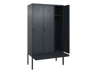 locker met bank,HxBxD 2120x1200x815mm,3vak,vak B 400mm,draaigrendel - 2
