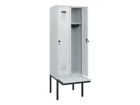 locker met bank,HxBxD 1950x600x815mm,2vak,vak B 300mm,draaigrendel