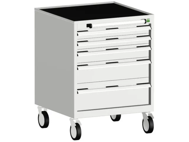 ladekast verrijdbaar 880x650x525mm 5laden romp RAL7035 front RAL7035