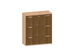 hangmappenkast 1150x1000x430mm 3hangmappenframes beuken + Noten