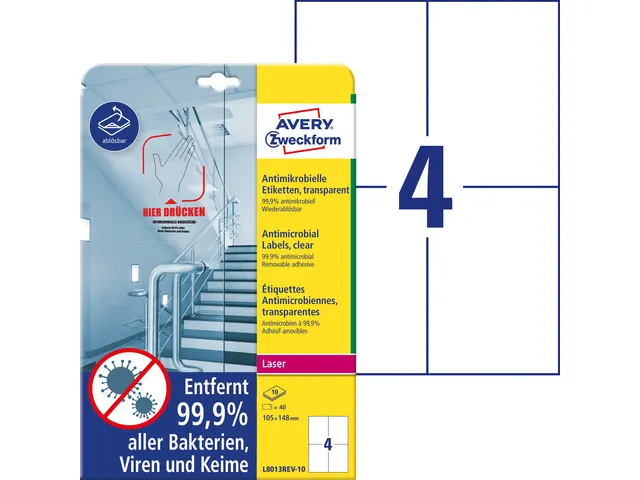 Antimicrobiële etiketten afneembaar transparant 105x148mm