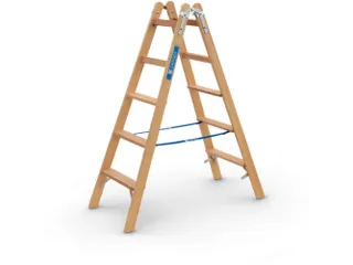 trapladder,beide zijden,2x5sporten,balk L 1,53m,2-dlg.,naaldhout - 1
