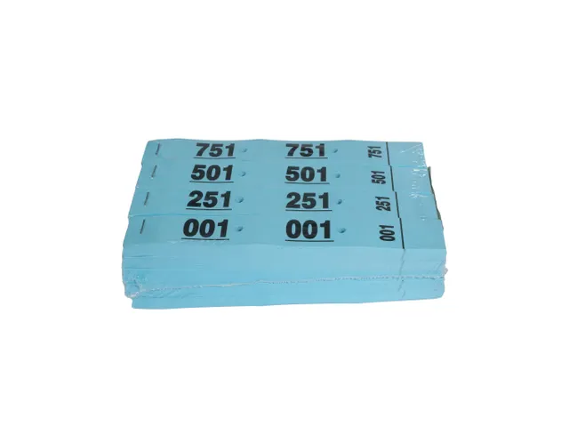 Garderobeblok 50 tickets 20x3 blauw