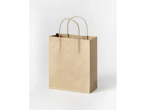 Tas met handvat Folia kraftpapier 125gr 18x21x8cm 20 stuks naturel