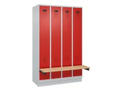 locker met bank,HxBxD 1950x1200x815mm,4vak,vak B 300mm,cilinderslot