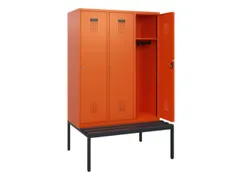 locker met bank,HxBxD 1950x1200x815mm,3vak,vak B 400mm,cilinderslot