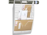 Wand folderrek mailroom Transparant, A4 staand, 5 vakken, L350 x B120