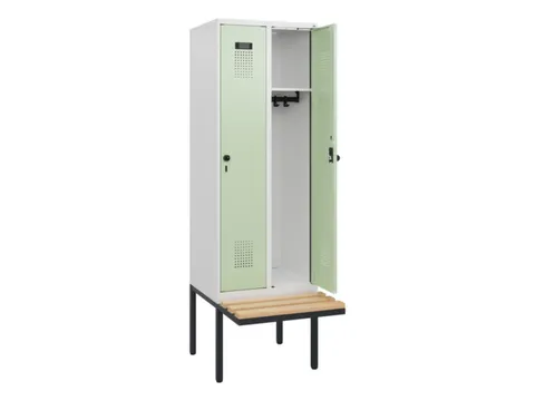 locker met bank,HxBxD 1950x600x815mm,2vak,vak B 300mm,draaigrendel