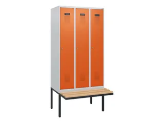locker met bank,HxBxD 1950x900x815mm,3vak,vak B 300mm,cilinderslot - 2