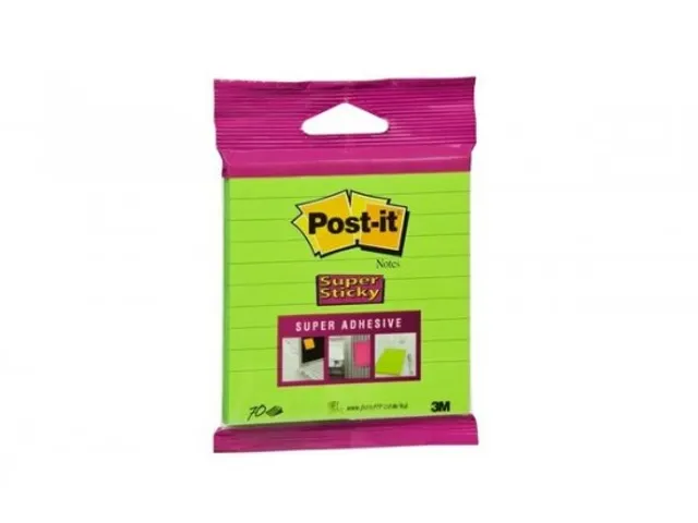 Memoblok 3M Post-it XL-LL Super Sticky 101mmx101mm groen met lijn 70 v