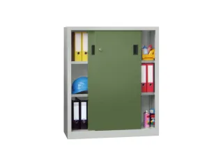 schuifdeurkast,HxBxD 1200x1000x400mm,RAL7035,front RAL6011 - 2