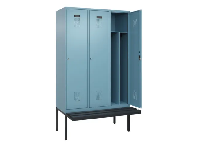 locker met bank,voor scheiding van kleding,HxBxD 2120x1200x815mm,3vak