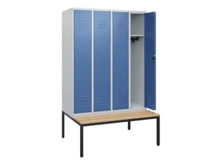 locker met bank,HxBxD 1950x1200x815mm,4vak,vak B 300mm,cil.-slot - 2