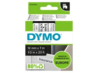 Labeltape Dymo 45013 D1 720530 12mmx7m zwart op wit