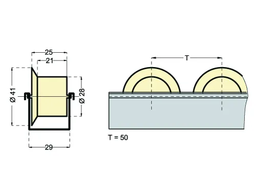 profiel voor spoorkranswielen,v. doorloopstelling,D 2498mm