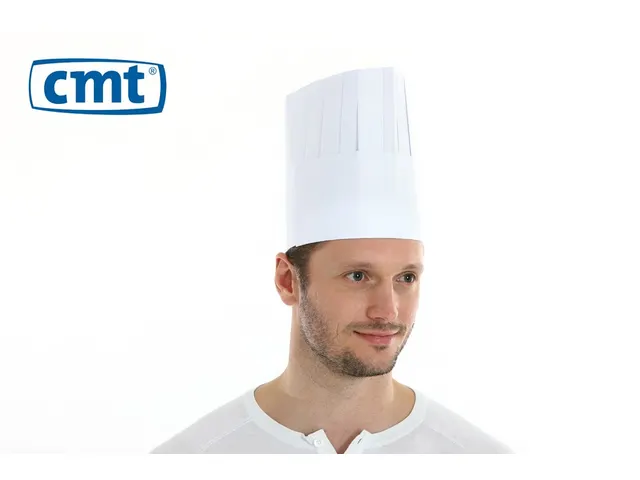 Koksmuts Classic papier 20cm wit met kroon en zweetband 250 Stuks