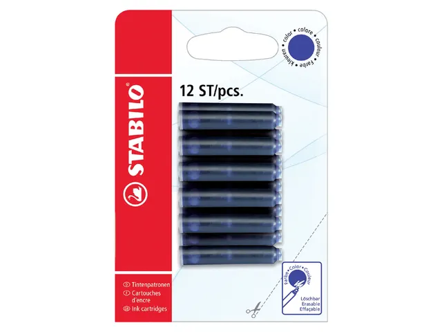 Inktpatroon STABILO blauw blister à 12 stuks