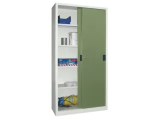 schuifdeurkast,HxBxD 1950x1000x400mm,RAL7035,front RAL6011 - 1
