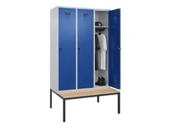 locker met bank,HxBxD 2120x1200x815mm,3vak,vak B 400mm,draaigrendel