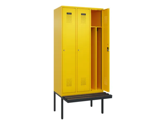 locker met bank,voor scheiding van kleding,HxBxD 2120x900x815mm,3vak