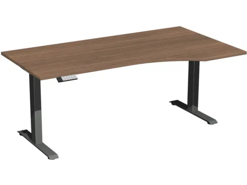In hoogte verstelbaar bureau in vrije vorm,HxBxD 730-1230x1800x1000mm