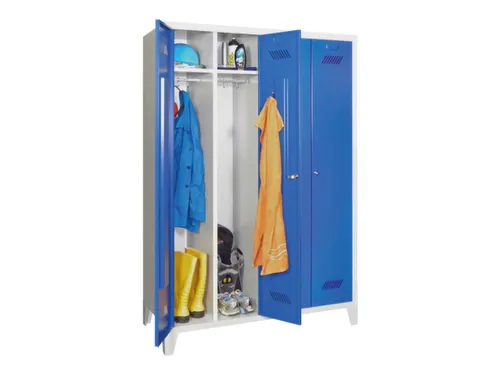 garderobekast,HxBxD 1850x1170x500mm,4vak,RAL7035,front RAL5010