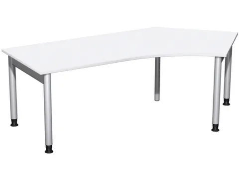 In hoogte verstelbaar hoekbureau,HxBxD 680-800x2166x1130mm,decor wit