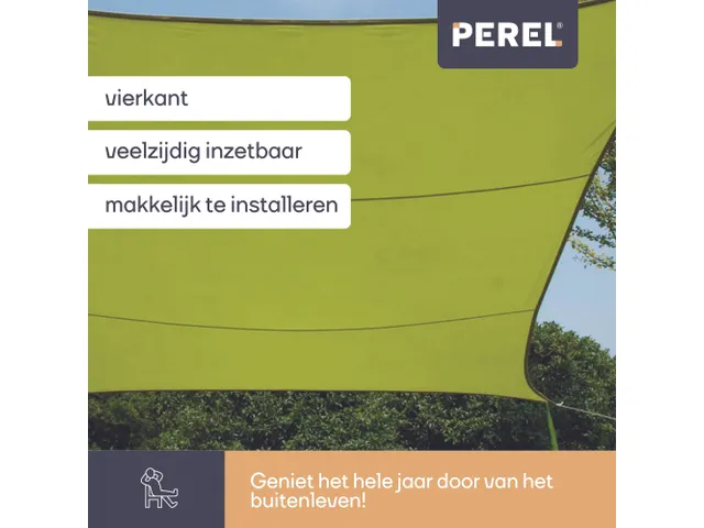 Zonnezeil Vierkant 3.6x3.6m Lichtgroen