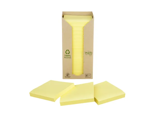 Memoblok 3M Post-it 654 76x76mm recycled pastel geel