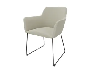 Bezoekersstoel Sledeframe Ronde Buis Donkergrijs Beige - 1