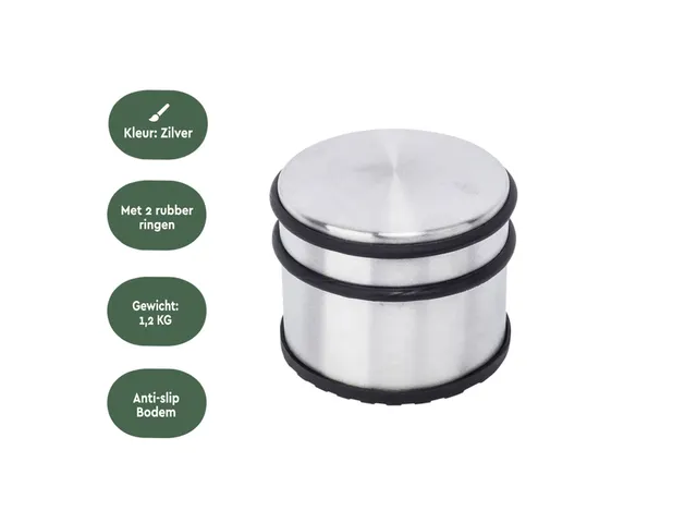Deurstopper BRASQ met rubberen ringen rvs