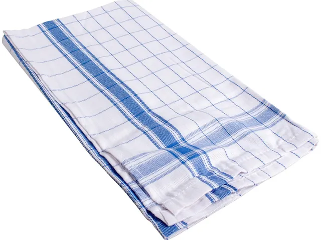 Torchon de cuisine Adalynne 50x70cm coton blanc/bleu à carreaux 3pcs
