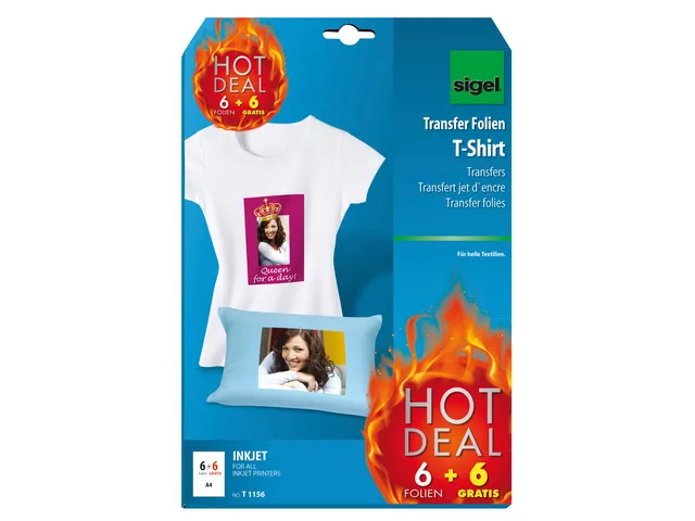 inkjetfolie A4 Transfer blanco 6 vel voor lichte kleding/textiel