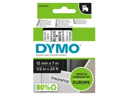 Labeltape Dymo 45013 D1 720530 12mmx7m zwart op wit