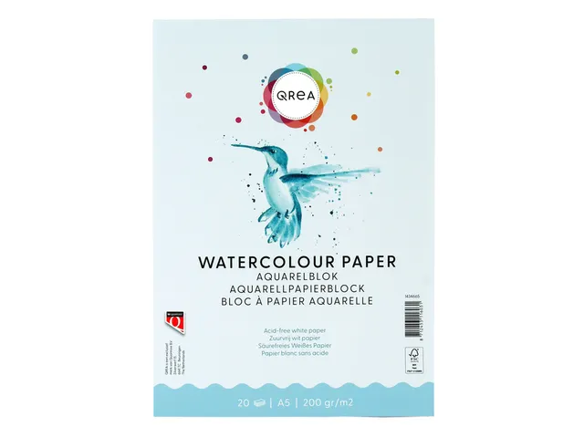 Aquarelblok Qrea A5 20vel 200gr gelijmd