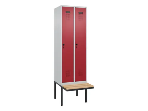 locker met bank,HxBxD 2120x600x815mm,2vak,vak B 300mm,draaigrendel