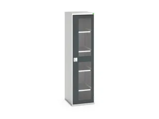 vitrinekast 2000x525x550mm 4xStalen bodem romp RAL7035 front RAL7016 - 1