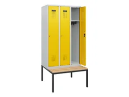 locker met bank,HxBxD 1950x900x815mm,3vak,vak B 300mm,cilinderslot