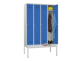 locker met bank,HxBxD 2150x1200x500mm,4vak,RAL7035,front RAL5010 - 2
