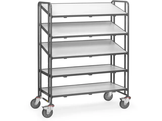 ESD-eurobakkenwagen 9384 300kg 1240x610mm 5 Etages Hout Ral7015