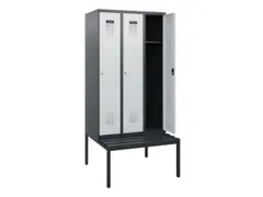 locker met bank,HxBxD 1950x900x815mm,3vak,vak B 300mm,cilinderslot
